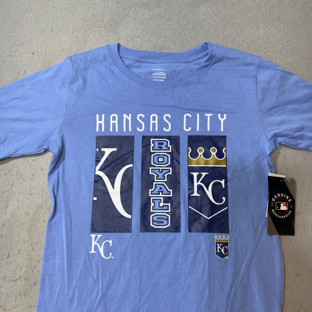 MLB Kansas City Royals Kids T-Shirt Light Blue‎ Graphic Tee Size L 10/12 NWT